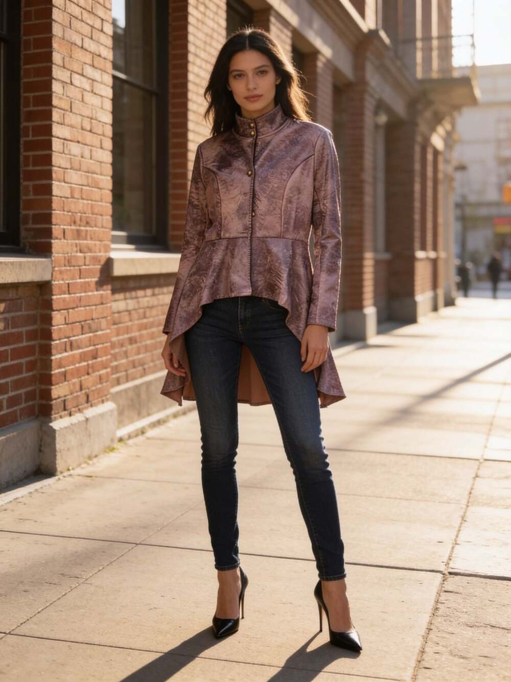 Venus Asymmetrical High-Low Jacket Size M Distressed Pink